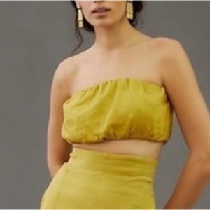 Anthropologie yellow mustard bandeau crop top women’s S small (top only)